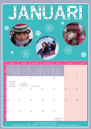Schoolkalender maand januari
